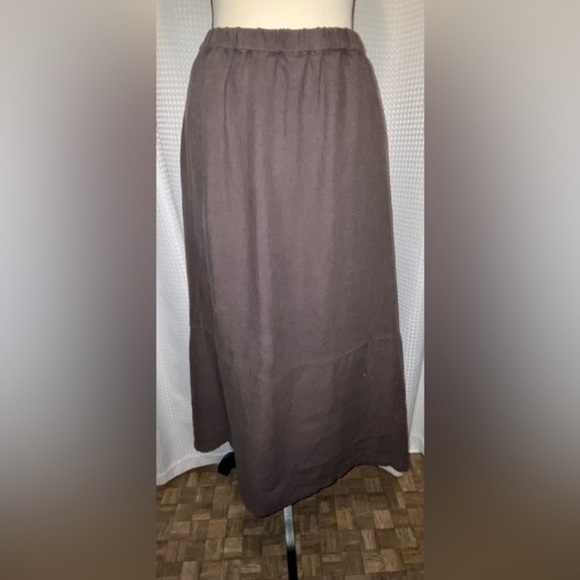 Women’s Asian brand 100%‎ Linen brown elastic waist maxi skirt size small - Picture 3 of 16